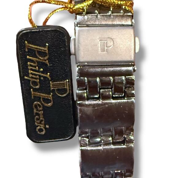 NOS Philip Persio Watch Mens Stainless Steel 38mm Polished Brushed Date Quartz - Picture 6 of 10